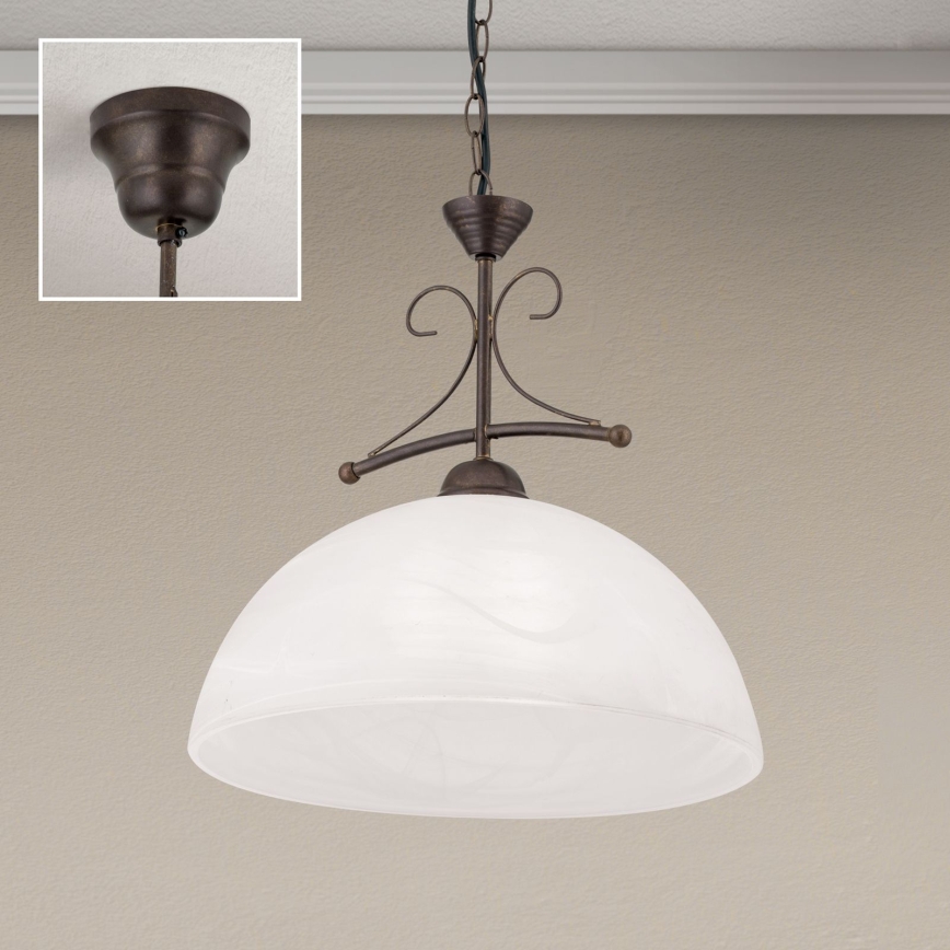 Luster na reťazi RULA 1xE27/40W/230V pr. 35 cm biela/bronz