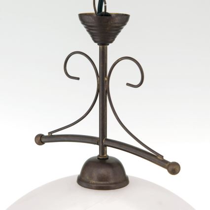 Luster na reťazi RULA 1xE27/40W/230V pr. 35 cm biela/bronz