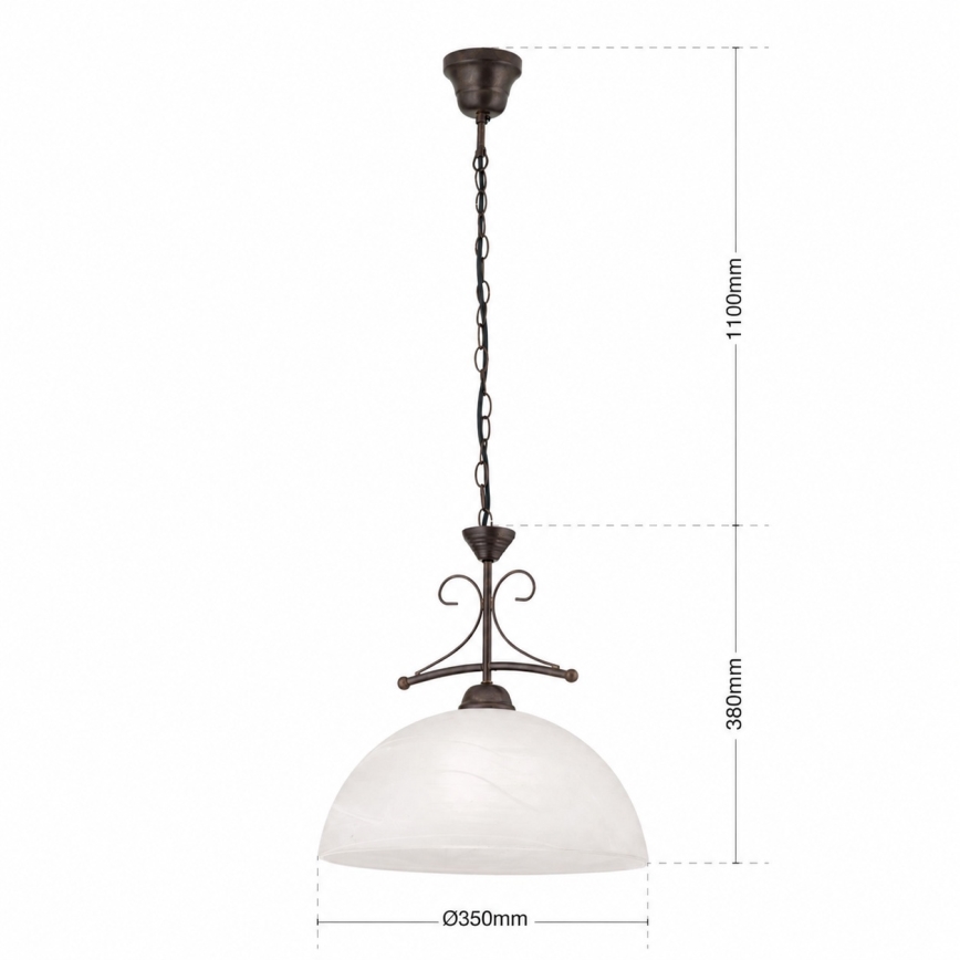Luster na reťazi RULA 1xE27/40W/230V pr. 35 cm biela/bronz