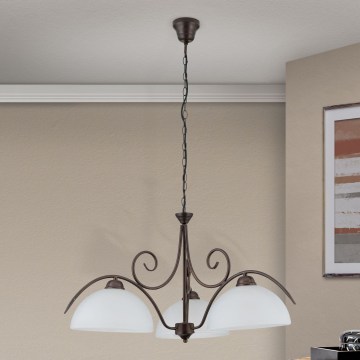 Orion - Luster na reťazi RULA 3xE27/40W/230V pr. 70 cm biela/bronz