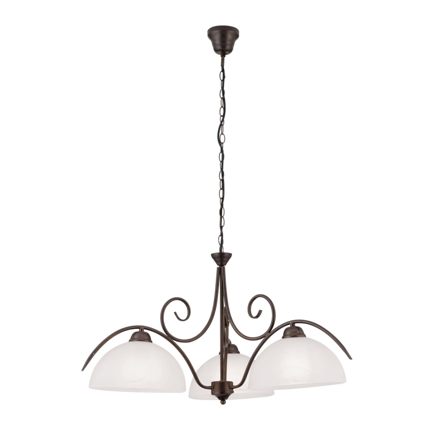 Luster na reťazi RULA 3xE27/40W/230V pr. 70 cm biela/bronz
