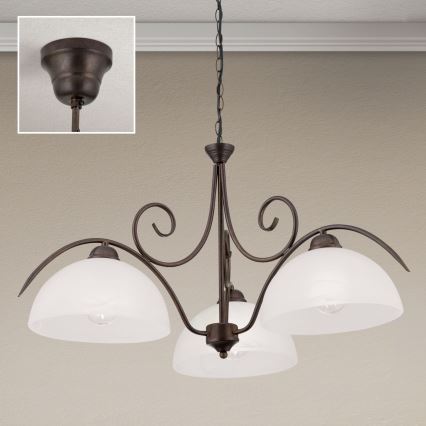 Luster na reťazi RULA 3xE27/40W/230V pr. 70 cm biela/bronz