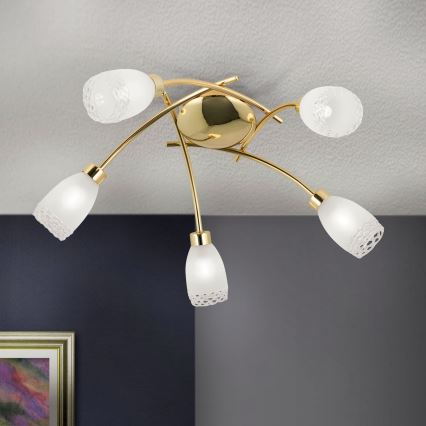 Prisadený luster CARLA 5xG9/28W/230V zlatý