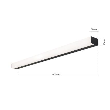LED Kúpeľňové osvetlenie zrkadla HORIZON LED/18W/230V 3000/4000K 90 cm IP44 čierna