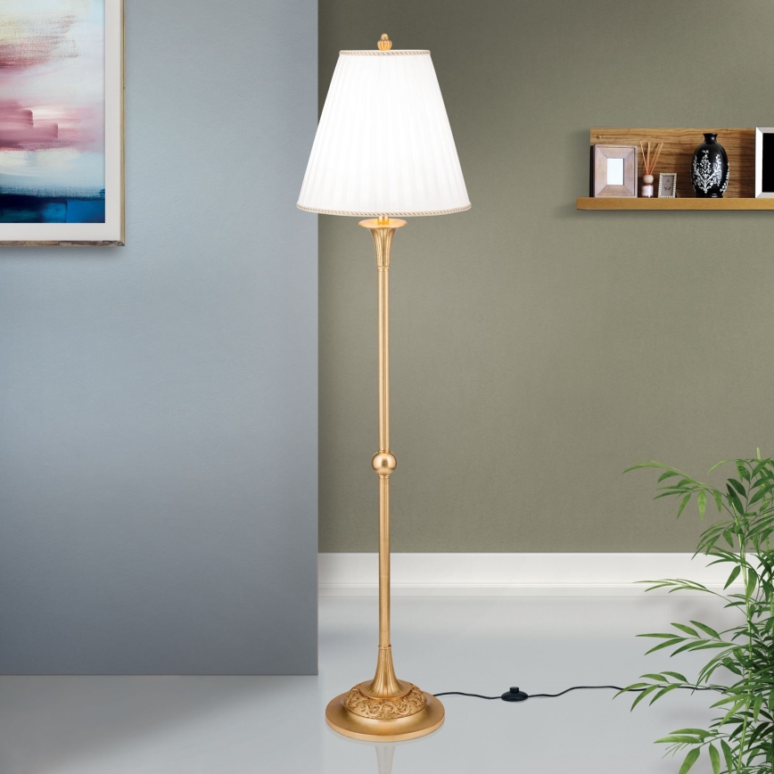 Stojacia lampa FONSA 1xE27/60W/230V biela/zlatá