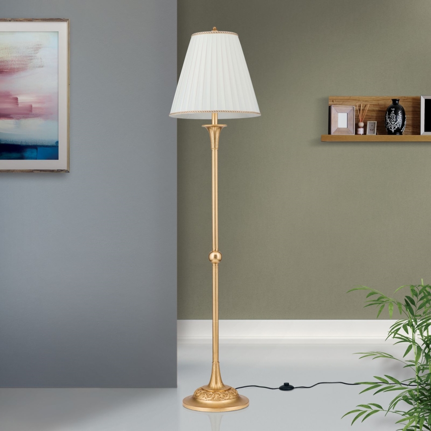 Stojacia lampa FONSA 1xE27/60W/230V biela/zlatá