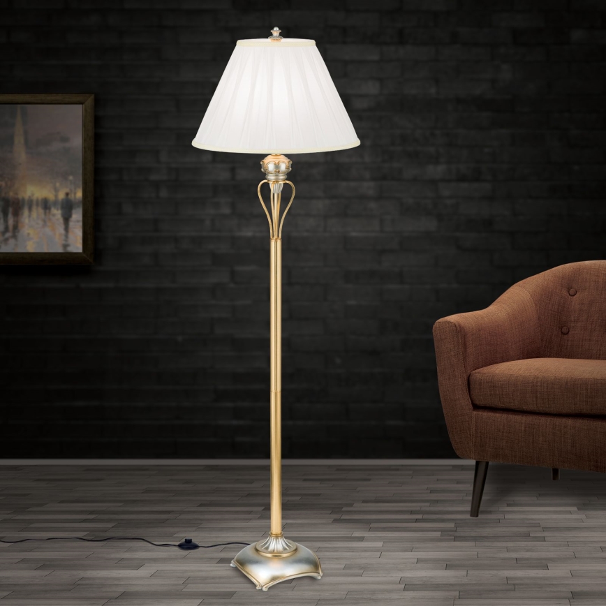 Stojacia lampa TIZIA 1xE27/60W/230V biela/zlatá/patina