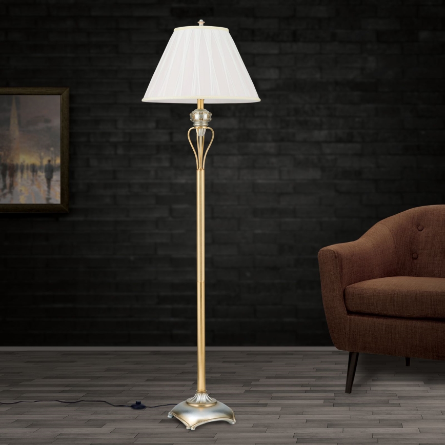 Stojacia lampa TIZIA 1xE27/60W/230V biela/zlatá/patina