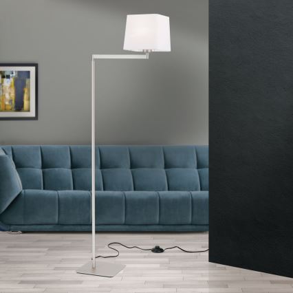 Stojacia lampa CARLTON 1xE27/40W/230V biela/matný chróm