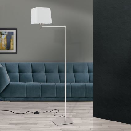 Stojacia lampa CARLTON 1xE27/40W/230V biela/matný chróm