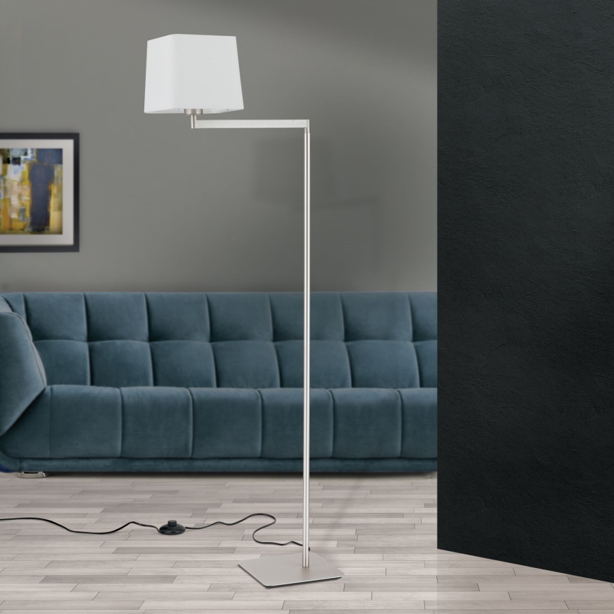 Stojacia lampa CARLTON 1xE27/40W/230V biela/matný chróm