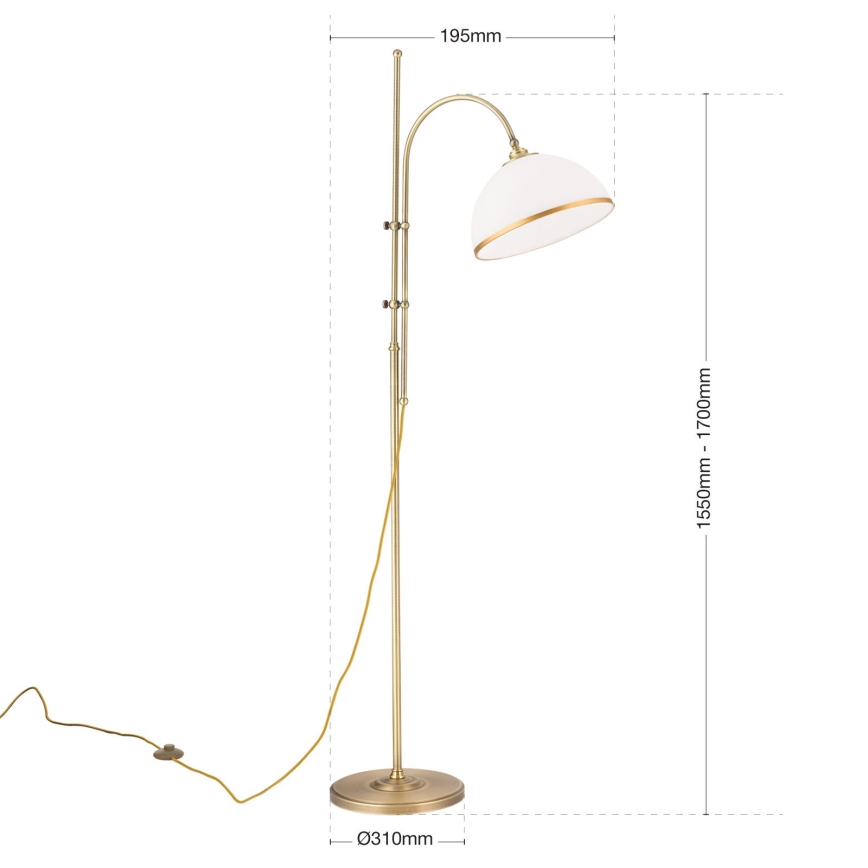 Stojacia lampa OLD LAMP 1xE27/40W/230V biela/mosadz