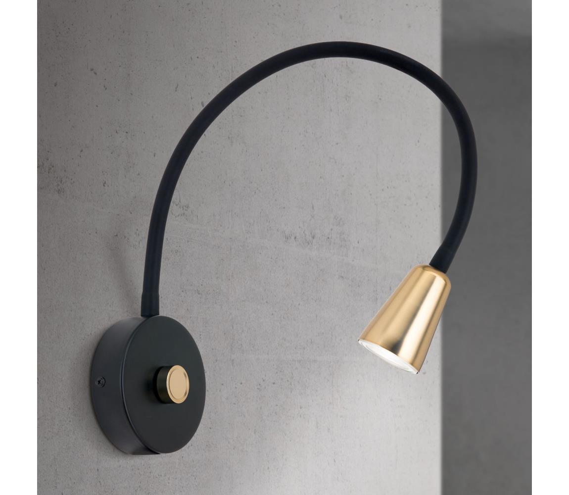 Orion - Stmievateľná flexibilná nástenná lampička DOTTY 1xGU10/10W/230V čierna/mosadz WA 2-1376/1 schwarz/MS