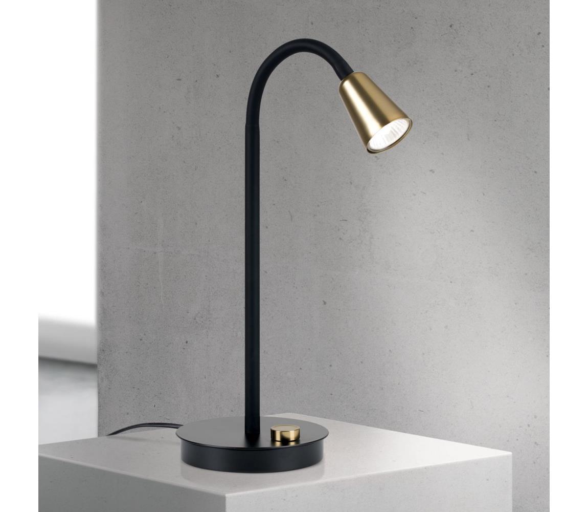 Orion - Stmievateľná flexibilná stolná lampa DOTTY 1xGU10/10W/230V čierna/mosadz LA 4-1235/1 schwarz/MS