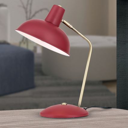 Stolná lampa FEDRA 1xE14/40W/230V červená/mosadz