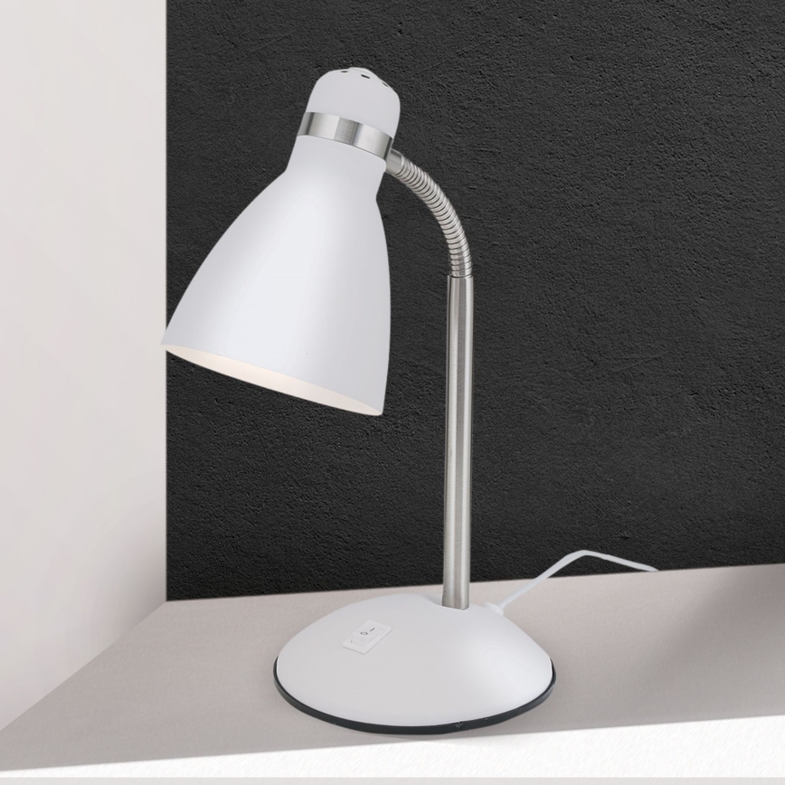 Stolová lampa SCHOOL 1xE27/40W/230V biela/matný chróm
