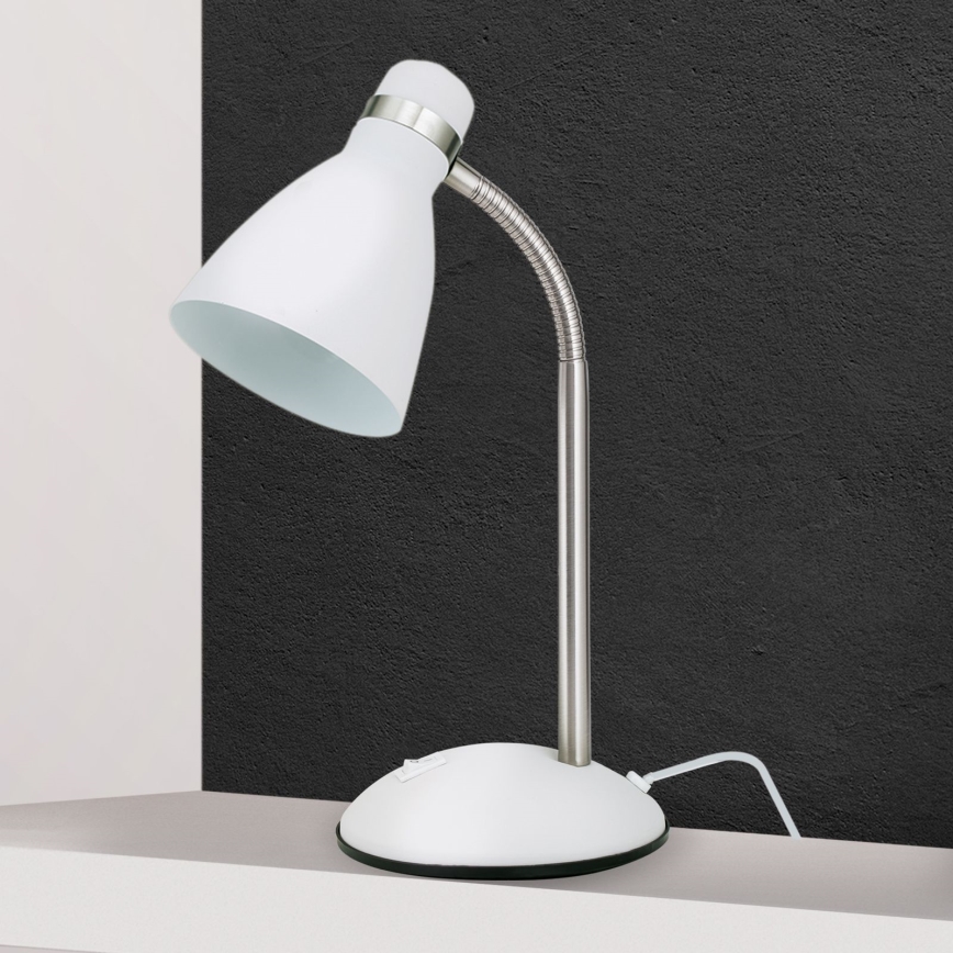 Stolová lampa SCHOOL 1xE27/40W/230V biela/matný chróm