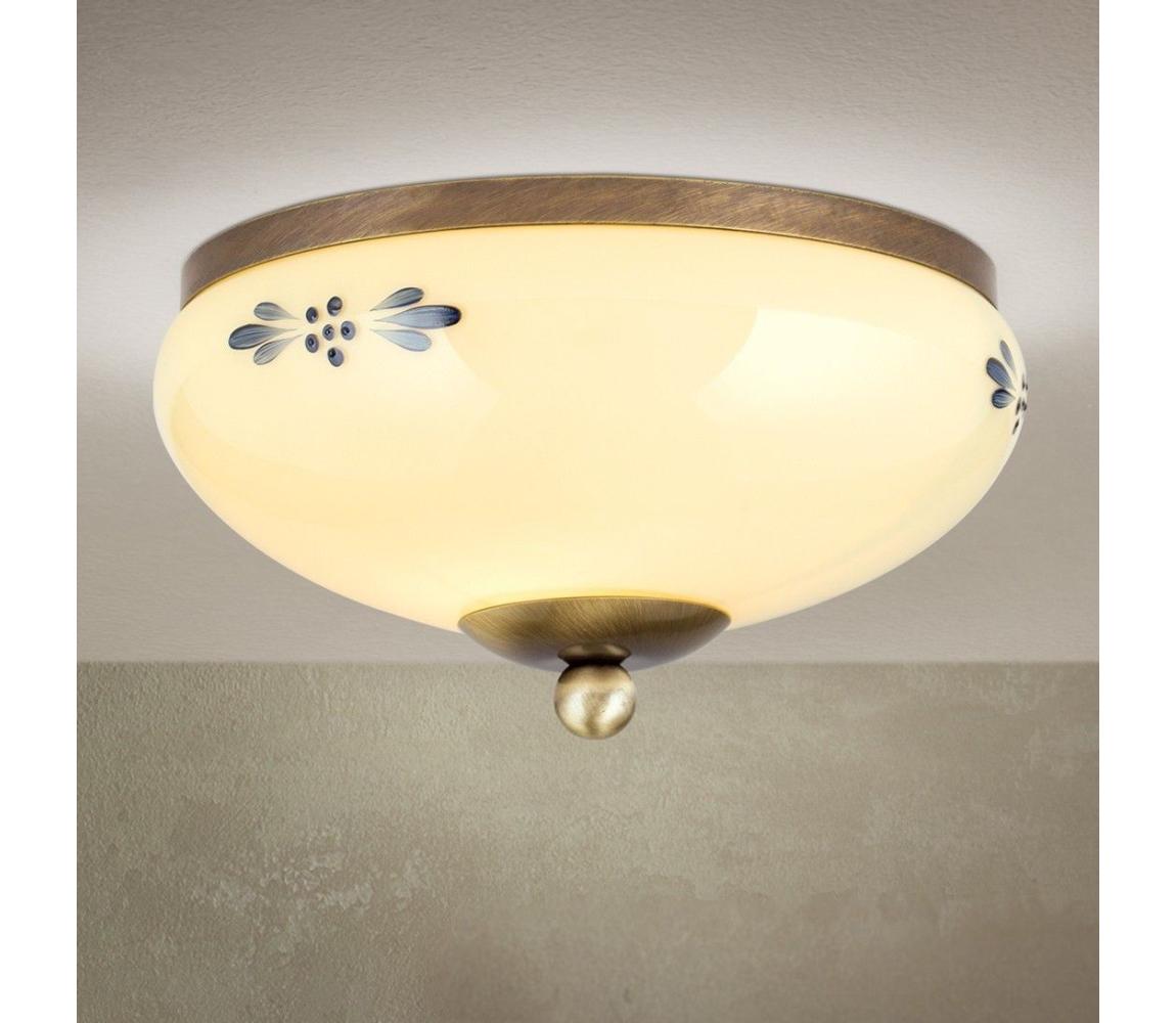 Orion - Stropné svietidlo LANDHAUS 1xE27/60W/230V pr. 21 cm bronz/béžová/modrá DL 7-672 Patina/champ-blau