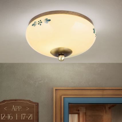 Stropné svietidlo LANDHAUS 1xE27/60W/230V pr. 21 cm bronz/béžová/modrá