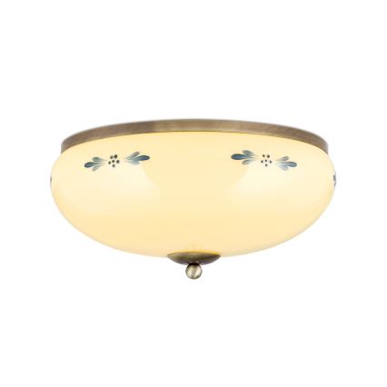 Stropné svietidlo LANDHAUS 3xE27/60W/230V pr. 35 cm bronz/béžová/modrá