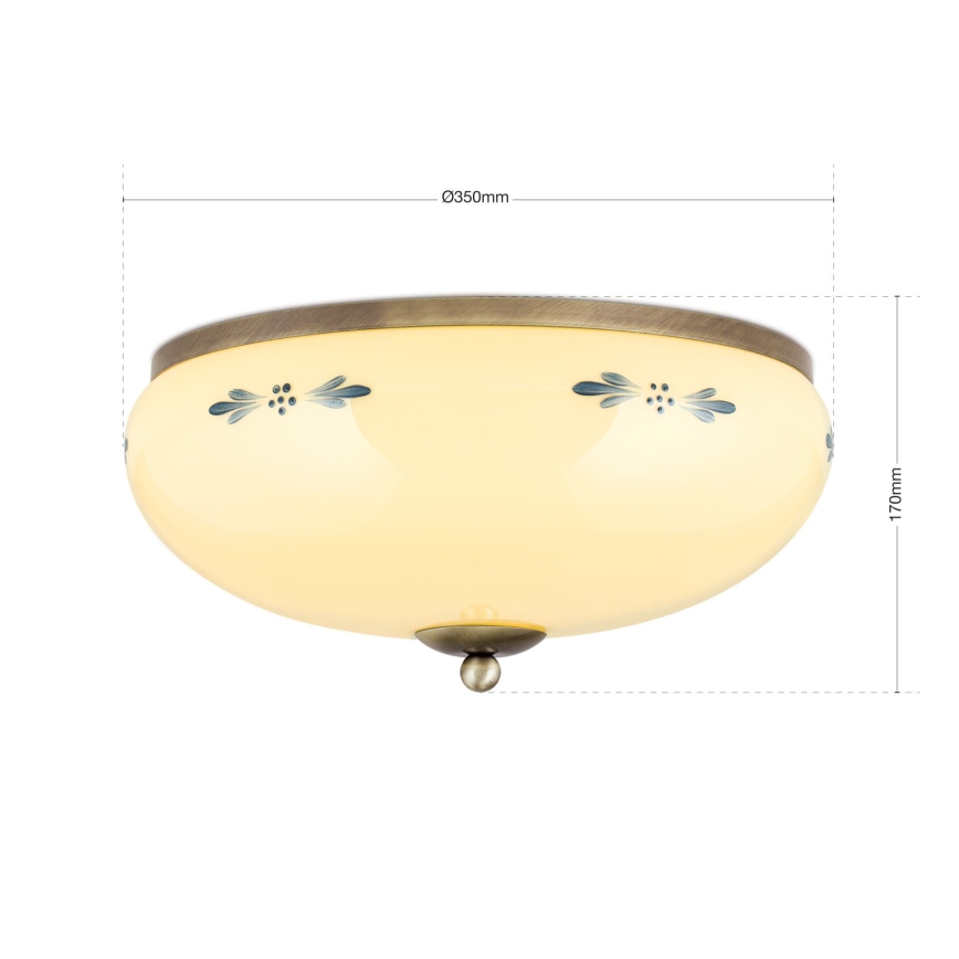 Stropné svietidlo LANDHAUS 3xE27/60W/230V pr. 35 cm bronz/béžová/modrá