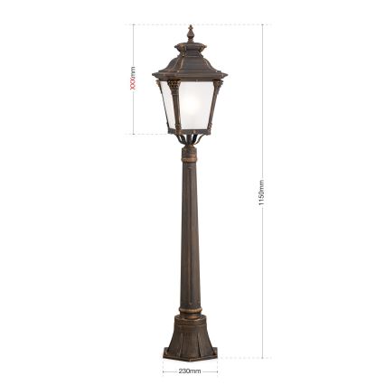 Vonkajšia lampa AIKO 1xE27/60W/230V 115 cm IP23 bronz/patina