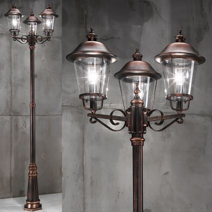 Vonkajšia lampa KENZO 3xE27/100W/230V IP44 bronz/patina