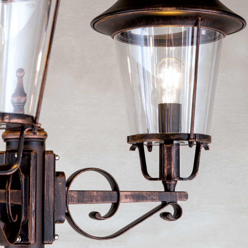 Vonkajšia lampa KENZO 3xE27/100W/230V IP44 bronz/patina