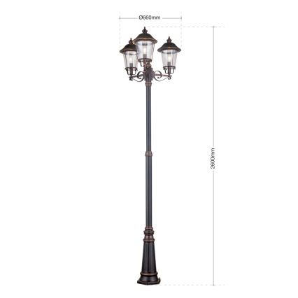 Vonkajšia lampa KENZO 3xE27/100W/230V IP44 bronz/patina