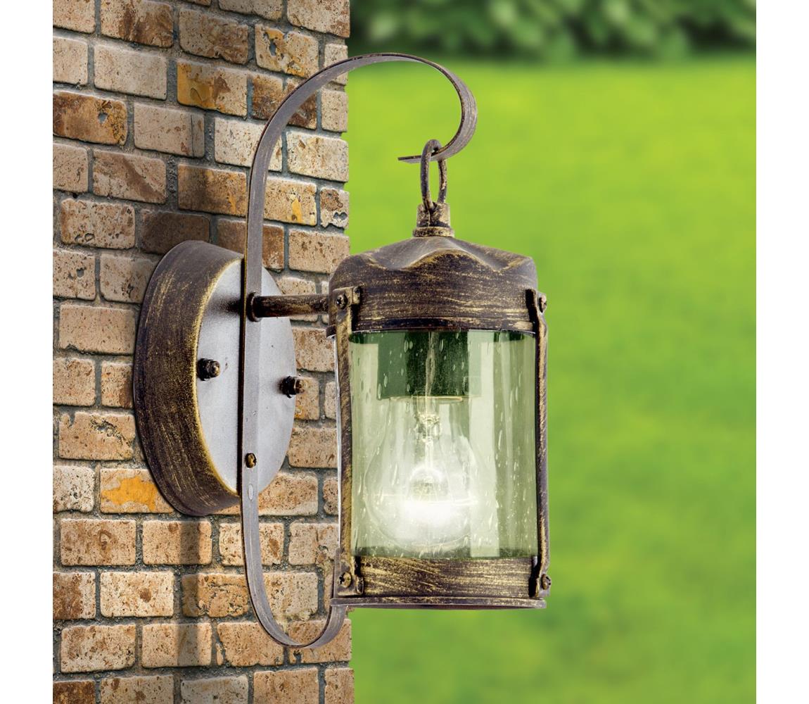 Orion - Vonkajšie nástenné svietidlo TAVERNA 1xE27/60W/230V IP23 bronz/patina AL 11-1169 schwarz-gold