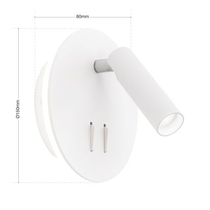 LED Nástenné bodové svietidlo LENNY LED/6W/230V + LED/3W biela