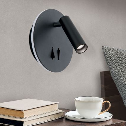 LED Nástenné bodové svietidlo LENNY LED/6W/230V + LED/3W čierna