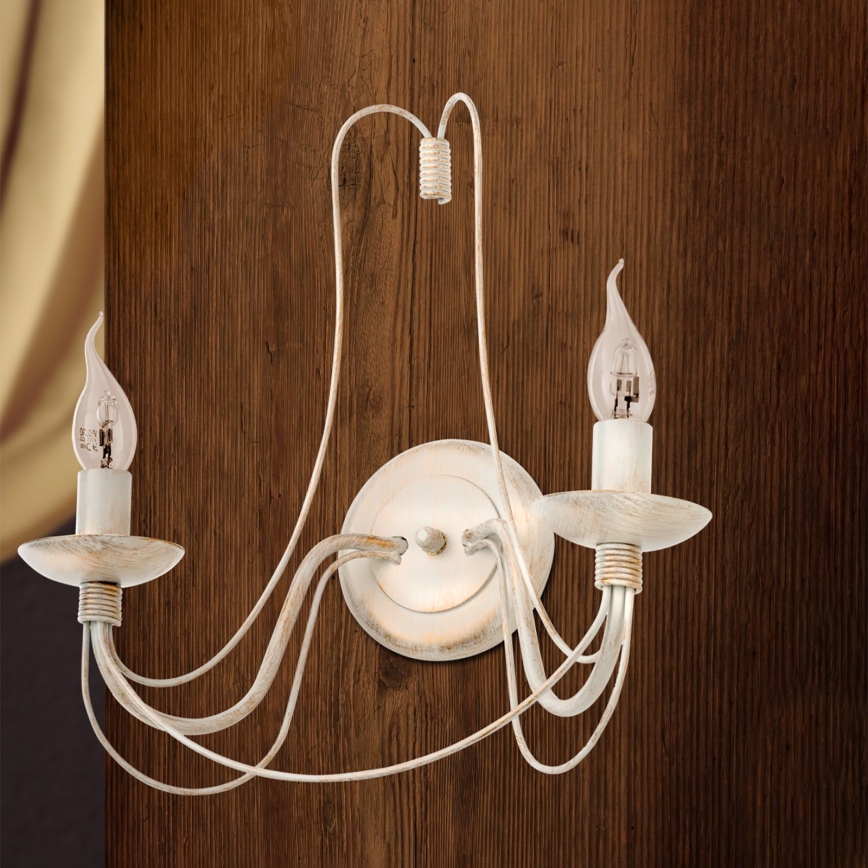 Nástenná lampa VELA 2xE14/40W/230V biela/zlatá/patina