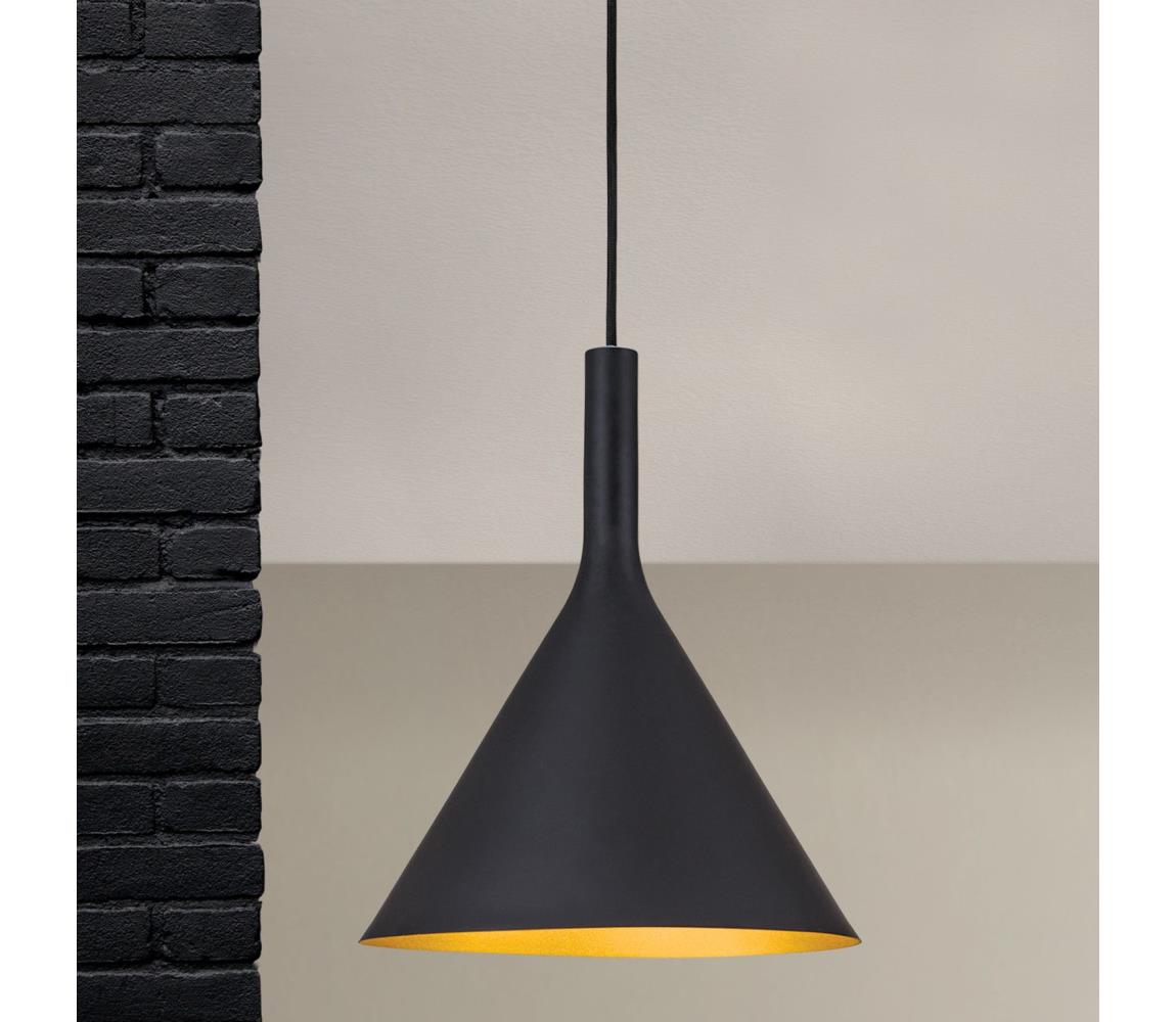Orion - Závesné svietidlo na lanku GUNDA 1xE27/60W/230V priemer 25 cm čierna/zlatá HL 6-1628 schwarz-gold