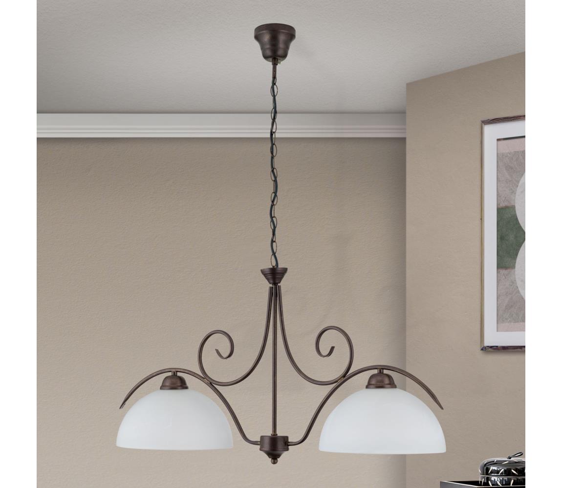 Orion - Závesný luster na reťazi RULA 2xE27/40W/230V biela/bronz LU 1669/2 Antik