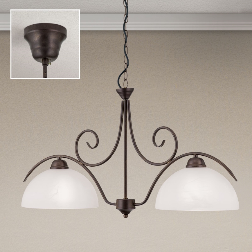 Závesný luster na reťazi RULA 2xE27/40W/230V biela/bronz
