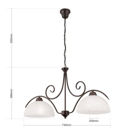Závesný luster na reťazi RULA 2xE27/40W/230V biela/bronz