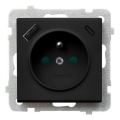 Ospel - Domová zásuvka bez rámčeka 230V + 1xUSB-A + 1xUSB-C SONATA čierna