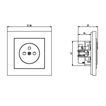 Ospel - Domová zásuvka bez rámčeka 230V + 1xUSB-A + 1xUSB-C SONATA čierna