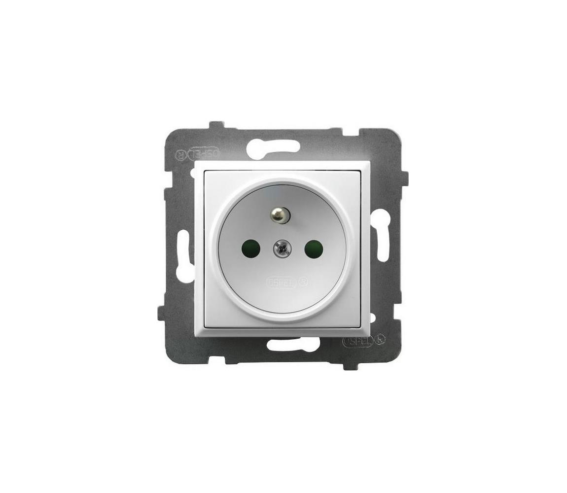 Ospel - Domová zásuvka bez rámčeka 230V ARIA biela GP-1UZP/m/00