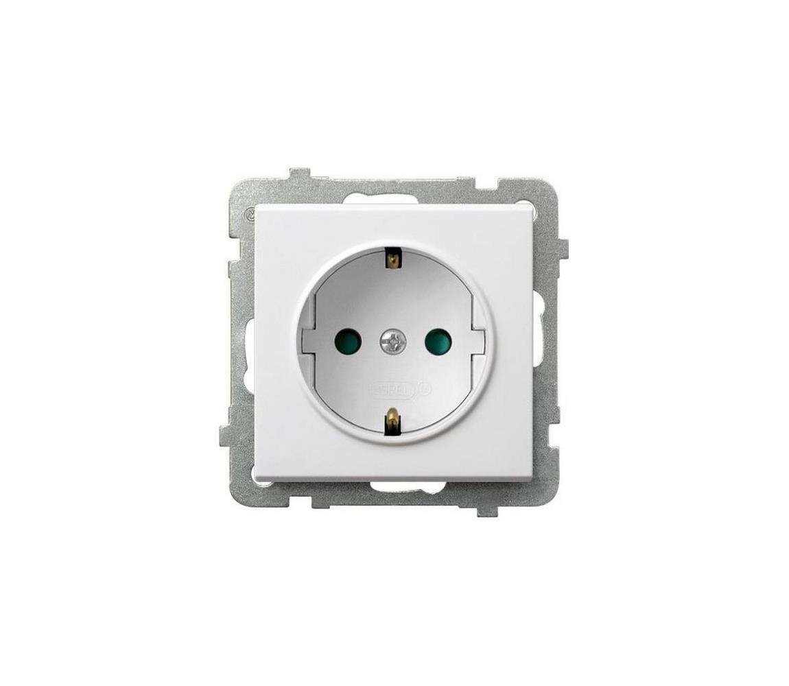 Ospel - domová zásuvka bez rámčeka Schuko 230V SONATA biela GP-1RSP/m/00