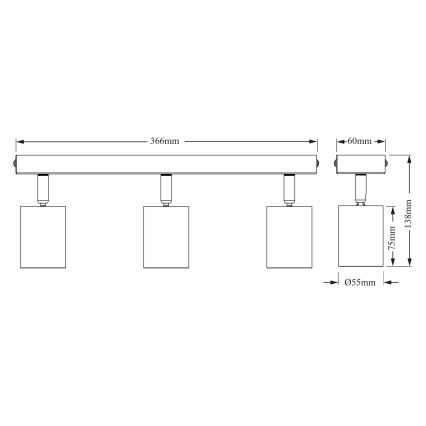 Osram - Bodové svietidlo ELEMENTAL 3xGU10/6W/230V