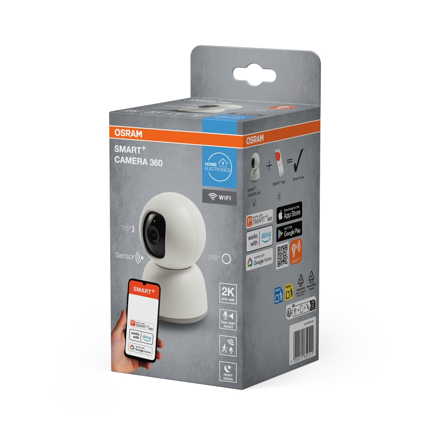 Osram - Inteligentná vnútorná kamera 360° so snímačom 2K SMART+ 230V Wi-Fi