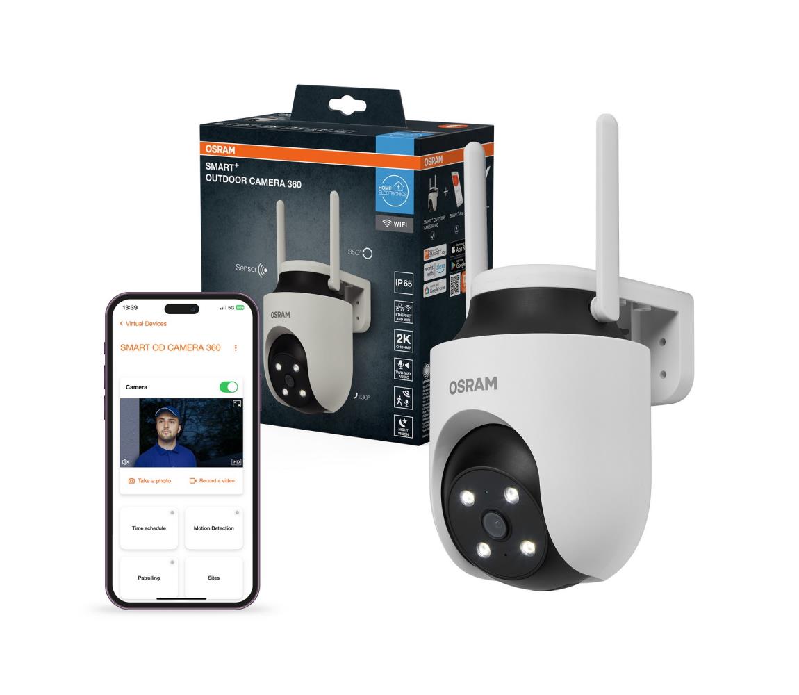 Osram - Inteligentná vonkajšia kamera 360° so 2K snímačom SMART+ 230V IP67 Wi-Fi 4058075850552