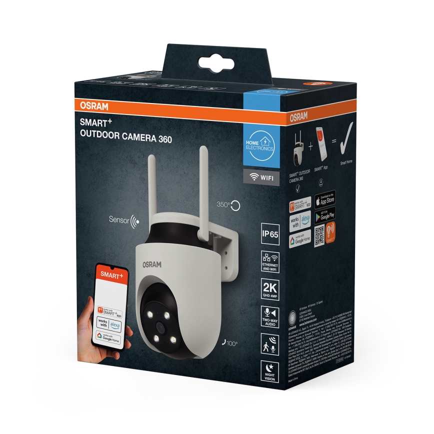 Osram - Inteligentná vonkajšia kamera 360° so 2K snímačom SMART+ 230V IP67 Wi-Fi