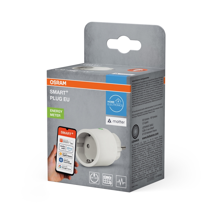 Osram - Inteligentná zásuvka SMART+ MATTER SCHUKO 2300W/230V/10A Wi-Fi biela