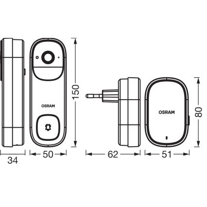 Osram - Inteligentný videozvonček s 2K senzorom SMART+ 230 V IP66 Wi-Fi