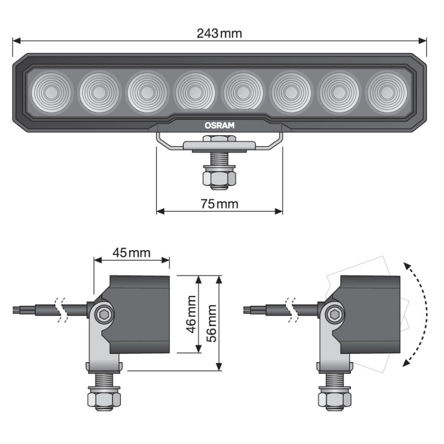 Osram - LED bodové svietidlo pre automobil LIGHTBAR WL VX250-WD LED/36W/12/24V 6000K IP69