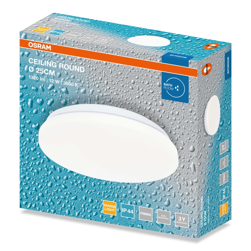 Osram - LED kúpeľňové stropné svietidlo CEILING ROUND LED/12W/230V 3000K pr. 26 cm IP44 biela