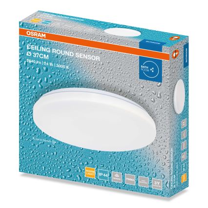 Osram - LED kúpeľňové stropné svietidlo so snímačom súmraku CEILING ROUND LED/24W/230V 3000K priemer 37 cm IP44 biela
